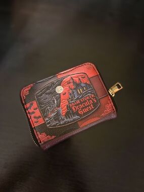 Dracula's Guest Red & Black Zip Card Holder - Bram Stoker Faux Leather